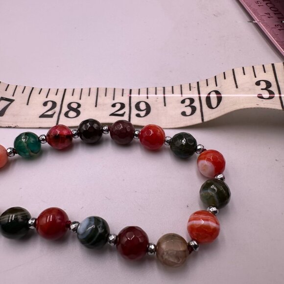 Multicolor Agate Gemstone Necklace Faceted Round Beads Polished Long 60 Inch - Picture 11 of 12